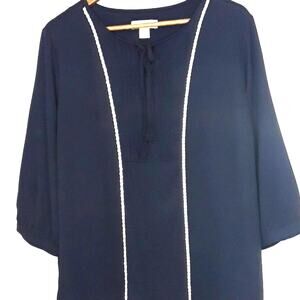 Christopher & Bank Womens Sz XL Navy Blue Fairy Grunge Semi-Sheer Whimsiogth Top